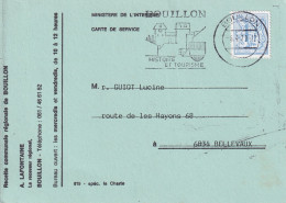 1979 CARTE DE SERVICE RECETTE COMMUNALE BOUILLON CHIFFRE LION BELLEVAUX BOUILLON - Lettres & Documents