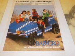 ANCIENNE  PUBLICITE GENERATION BABYGRO 1976 - Sonstige & Ohne Zuordnung