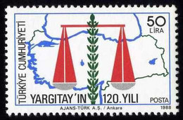 Türkiye 1988 Mi 2820 MNH Map Of Türkiye And Scales Of Justice - Neufs