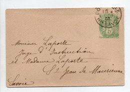 - Entier Postal BONNEVILLE (Haute-Savoie) Pour SAINT-JEAN-DE-MAURIENNE 1903 - 5 C. Vert-jaune Type Blanc - Date 115 - - Standard Covers & Stamped On Demand (before 1995)