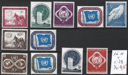 NATIONS UNIES OFFICE DE NEW-YORK 1 à 11 * Côte 29 € - Neufs