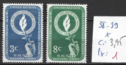 NATIONS UNIES OFFICE DE NEW-YORK 38-39 * Côte 3.95 € - Unused Stamps