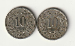 10 HELLER 1915+1916  OOSTENRIJK /4992/ - Autriche