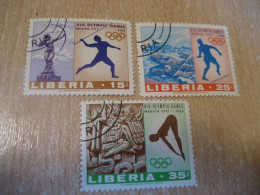 LIBERIA Yvert 460/2 Mexico 1968 Olympic Games Olympics Archery Javelin Discus Cancel - Zomer 1968: Mexico-City