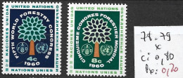 NATIONS UNIES OFFICE DE NEW-YORK 78-79 * Côte 0.80 € - Unused Stamps