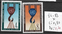 NATIONS UNIES OFFICE DE NEW-YORK 82-83 * Côte 0.80 € - Unused Stamps