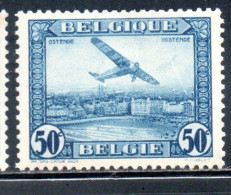 BELGIQUE BELGIE BELGIO BELGIUM 1930 AIR POST MAIL STAMP AIRMAIL FOKKER FVII/3m OVER OSTEND 50c MH - Postfris