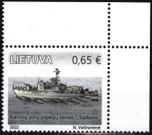 LITHUANIA 2022-13 Navy History: War Ship. Suduvis Minesweeper. CORNER, MNH - Marittimi