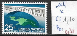 NATIONS UNIES OFFICE DE NEW-YORK 114 * Côte 1.10 € - Ungebraucht