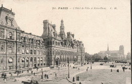 FRANCE - Paris - Vue Générale De L'hôtel De Ville Et Notre Dame - C M - Animé - Carte Postale Ancienne - Notre Dame Von Paris