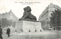 FRANCE - Paris - Vue Générale De La Place Denfert Rochereau - Le Lion De Befort - Animé - Carte Postale Ancienne - Plätze