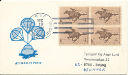 USA Cover U.S.S.Tticonderoga (CVS-14) 19-12-1972 Apollo 17 Post Sent To Denmark With Cachet - Brieven En Documenten
