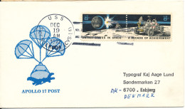 USA Cover U.S.S.Tticonderoga (CVS-14) 19-12-1972 Apollo 17 Post Sent To Denmark With Cachet - Covers & Documents