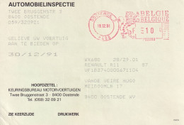 1991 AUTOMOBIELINSPECTIE OOSTENDE - Brieven En Documenten