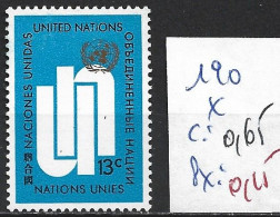 NATIONS UNIES OFFICE DE NEW-YORK 190 * Côte 0.65 € - Ungebraucht