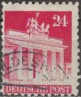 GERMANY 1948 Buildings - Brandenburg Gate. - 24pf. - Red FU - Gebraucht