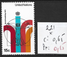 NATIONS UNIES OFFICE DE NEW-YORK 221 * Côte 0.65 € - Unused Stamps