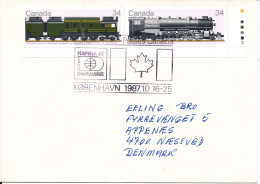 Canada Cover Hafnia 87 Copenhagen Postmark Sent To Denmark (locomotives Stamps) Very Nice Cover - Cartas & Documentos