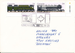 Canada Cover Hafnia 87 Copenhagen Postmark Sent To Denmark (locomotives Stamps) Very Nice Cover - Lettres & Documents
