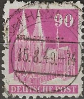 GERMANY 1948 Buildings - Cologne Cathedral - 90pf. - Mauve FU - Afgestempeld