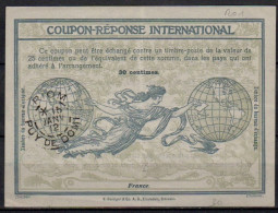 FRANCE  Ro1  30c.  International Reply Coupon Reponse Antwortschein IRC IAS Cupon Respuesta  RIOM PUY DE DOME 15.01.1915 - Antwortscheine