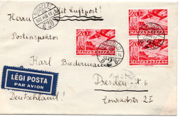 75241 - Ungarn - 1937 - 3@20f Luftpost A LpBf MISKOLC -> BUDAPEST -> Deutschland - Cartas & Documentos