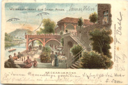 Neckargemünd - Griechische Weinstube Stadt Athen - Litho - Neckargemuend