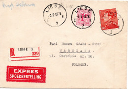 75246 - Belgien - 1962 - 20F Baudouin MiF A R-EilBf LIEGE -> WARSZAWA (Polen) - Covers & Documents