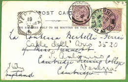 P1004 - VICTORIA - Postal History  Postcard To GB 1901 REDIRECTED Mixed Franking - Cartas & Documentos
