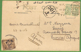 P1005 - AUSTRALIA  Victoria - Postal History - POSTCARD To TUNISIA - TAXED! 1908 - Brieven En Documenten