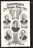 AK Schweiz, Anniversaire Du Premier Mars 1907, Eugene Borel, Numa Droz, Auguste Cornaz  - Other & Unclassified