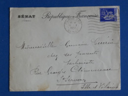 DJ 17 FRANCE  BELLE  LETTRE SENAT PERFORé 1934  SENAT A ST SERVAIS + +AFF. INTERESSANT+++ - Lettres & Documents