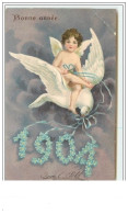Carte Gaufrée - Bonne Année 1904 - Ange Sur Une Colombe - New Year