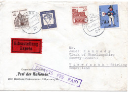 75256 - Bund - 1966 - 1DM Droste-Huelshoff MiF A  EilBf HAMBURG -> Grossbritannien - Lettres & Documents