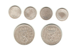 554/ Pays-Bas : Lot Argent : 4 X 10 Centimes : 1911, 1913, 1914 Et 1917 - 2 X 1 Gulden : 1955 Et 1957 - 10 Centavos