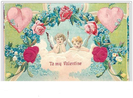 Carte Gaufrée - To My Valentine - Angelots Sur Un Nuage - Valentijnsdag