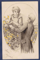 CPA 1 Euro Couple Illustrateur Femme Woman Art Nouveau Circulé Prix De Départ 1 Euro - 1900-1949