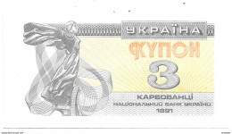 *ukraine 3 Karbovantsi 1991    82 Unc - Oekraïne