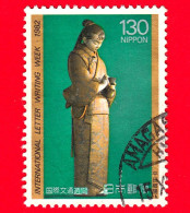 GIAPPONE - Usato - 1982 - Settimana Internazionale Scrittura Di Lettere - Bambola Yuraku Di Hirata Goyo (1903-1981) -130 - Gebruikt