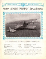 AVION FARMAN SPORT  AVIATION CIVILE BIPLAN BIPLACE - Flugzeuge