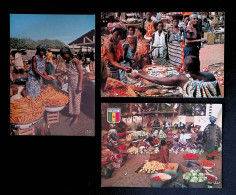 Cp, Commerce, Marché, Marchés, Afrique Dont Sénégal, 2 Scans, LOT DE 3 CARTES POSTALES - Märkte