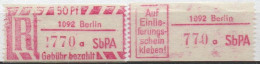 DDR Einschreibemarke Berlin SbPA Postfrisch, EM2B-1092aI(2) Gt - R-Zettel