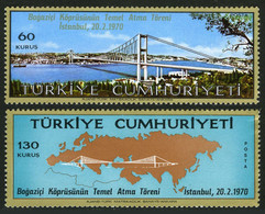 Türkiye 1970 Mi 2161-2162 MNH Bosphorus Bridge - Nuevos