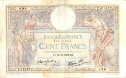 Billet France 100 Francs Merson Caissier Général 20=10=1938 KJ  Série Z.61245 Très Beau - 100 F 1908-1939 ''Luc Olivier Merson''
