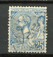 MONACO - Yv. N°25  (o)  25c  Bleu  Albert Ier  Cote 6,5 Euro BE  2 Scans - Gebraucht