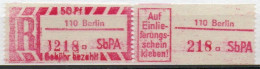 DDR Einschreibemarke Berlin SbPA Postfrisch, EM2B-110aII(2) Zh - R-Zettel