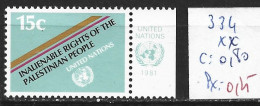 NATIONS UNIES OFFICE DE NEW-YORK 334 ** Côte 0.80 € - Nuevos