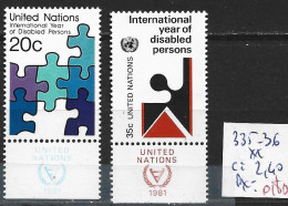 NATIONS UNIES OFFICE DE NEW-YORK 335-36 ** Côte 2.40 € - Unused Stamps