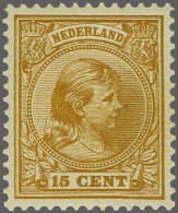 Unmounted Mint 15 Cent Geelbruin, Derde Groep Met Synthetische Verf En Glanzende Gele Gom Met Certificaat Vleeming 2023, - Sin Clasificación