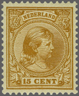 Unmounted Mint 15 Cent Geelbruin, Derde Groep Met Synthetische Verf En Glanzende Gele Gom Met Certificaat Vleeming 2023, - Ohne Zuordnung